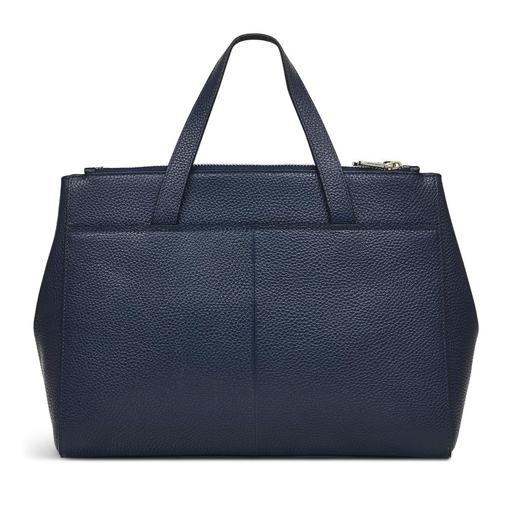 London Pockets Soft Medium Leather Ziptop Satchel Bag, Ink -_- - Picture 2 of 7